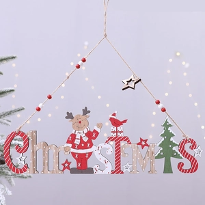 Creative wooden Christmas sign featuring reindeer and trees for holiday tree decoration