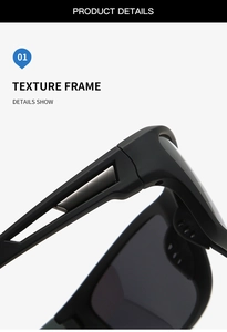 Close-up of matte black frame and hollowed-out temple design for sports sunglasses