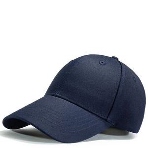 Classic navy blue cotton canvas baseball cap in a minimalist six-panel structured design