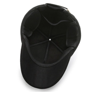 Winter wool baseball cap for men with foldaway ear flaps and warm padded lining