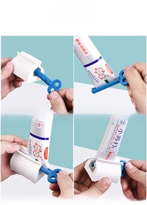 Step-by-step guide for using the manual toothpaste squeezer with rotating clover handle