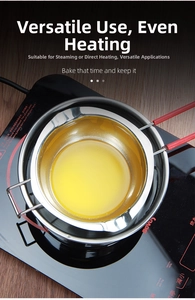 304 stainless steel double boiler melting pot with red anti-scald handle on induction cooker