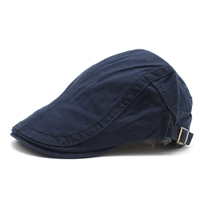 Coppola in cotone blu navy per uomo e donna con fibbia in metallo regolabile e tessuto twill