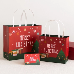 Bolsas de Regalo de Navidad de Papel con Asas Árbol de Navidad Copo de Nieve Embalaje Festivo