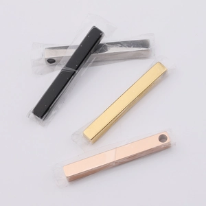 Rectangle Bar Pendant 304 Stainless Steel Mirror Polished Geometric Minimalist Stick Charm For DIY Jewelry Making