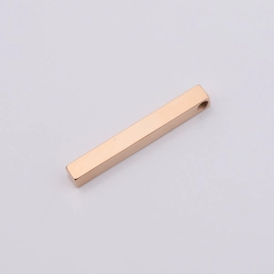 Polished rose gold stainless steel rectangle bar pendant with smooth mirror finish