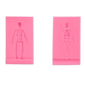 Ensemble de moules en silicone 3D squelette et cercueil rose pour pâtisserie Halloween