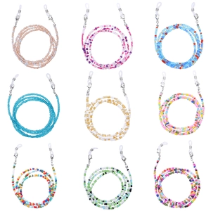 Handmade Beaded Glasses Chain Colorful Glass Seed Bead Eyeglass Lanyard Anti-Lost Mask Strap Bohemian Alloy Lobster Clasp