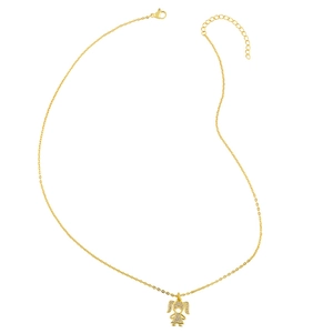 Gold necklace featuring a sparking girl pendant paved with clear cubic zirconia stones