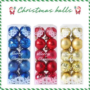 Christmas ball ornament set with matte and glitter finishes in transparent packaging
