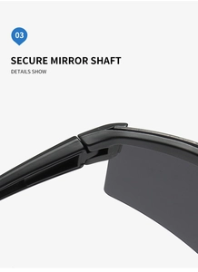 Macro shot of the secure mirror shaft and hinge on black polarising sport sunglasses