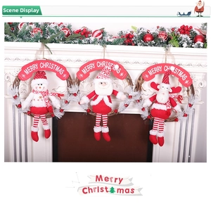Detailed Christmas wreath set with snowman and reindeer hanging on a festive white fireplace