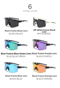 Detailed grid showing six assorted colors of sport polarized cycling sunglasses frames