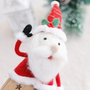 Nordic wool felt Santa Claus ornament with warm glowing lights for Christmas decoration