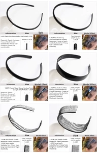Tabella delle taglie con sei stili di cerchietti per capelli uomo con dimensioni