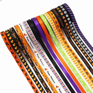 Halloween Grosgrain Ribbon Polyester Printed Pumpkin Skull Bat Pattern DIY Crafts Gift Wrapping Party Decoration Ribbon