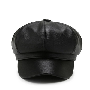 Casquette gavroche classique en similicuir noir pour hommes et femmes de style rétro