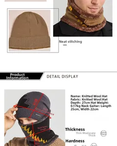 Größentabelle für Winter-Strickmütze und Schal Set mit warmem Fleece-Futter