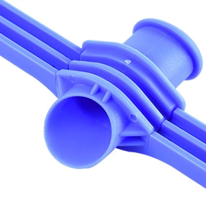 Blue plastic food sealer clip with pouring spout for snack bags and milk powder