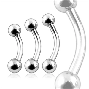 Detailed comparison of curved stainless steel piercing studs in silver with dual ball ends