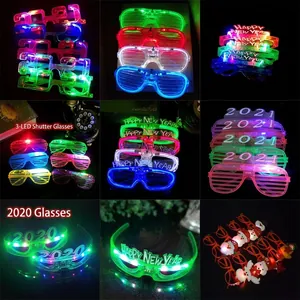 LED Flashing Plastic Glasses For 2026 New Year Shutter Shades Style Glow In The Dark Party Props