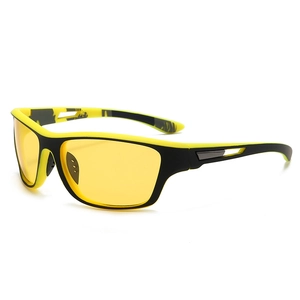 Professional polarized cycling sunglasses with yellow night vision lenses and sport frame
