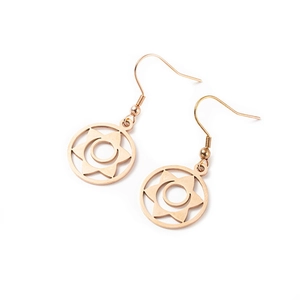 Polished titanium steel hook earrings featuring laser cut star pendants in gold