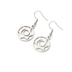 Minimalist silver titanium steel hoop earrings with hollow star and crescent moon designs