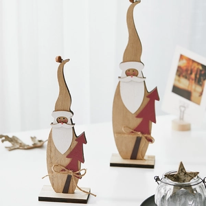 Babbo Natale Ornamento In Legno Scrivania Dipinto A Mano Decorazione Natalizia Nordica Con Albero Rosso Campanello