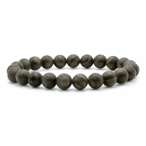 Bracciale da donna in pietre naturali con perle a righe grigio-nere dal design lucido