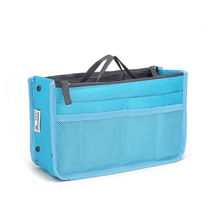 Premium bright blue tote organizer insert with mesh pockets and zip closure