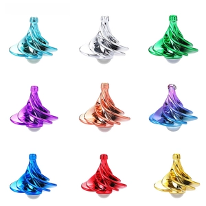 Nine colorful spiral wind-powered gyroscopes with high-gloss metallic finish plating