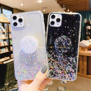 Star glitter iPhone case with pop-socket phone holder for 13 Pro Max and 14 models