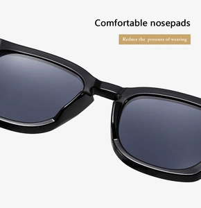 Close-up of integrated nose pads on oversized black sunglasses for pressure-free comfort