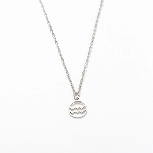 Polished stainless steel Aquarius constellation pendant necklace on a delicate silver chain