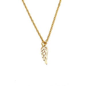 Polished Stainless Steel Angel Wings Pendant Necklace Women Hollow Out Dream Wing Laser Cut Sweater Chain