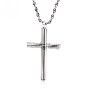 Herren Kreuz Anhänger Halskette Edelstahl Schraubbolzen Textur Industrial Punk Stil Hip Hop Streetwear Schmuck