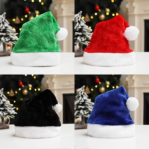 Classic Christmas Santa Hat Soft Plush Faux Fur Colorful Holiday Party Headwear Festive Costume Accessory For Adults