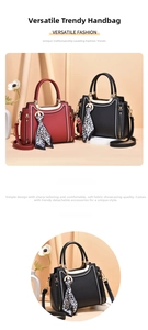 Detail of elegant handbags with leopard print scarf charm and contrast stitching