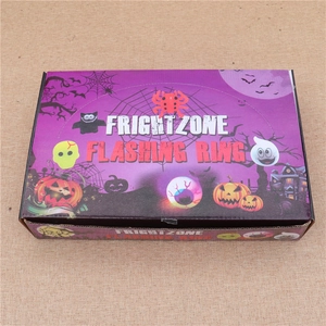 Fright Zone Halloween flashing rings packaging featuring pumpkin and ghost designs