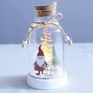 Christmas glass dome LED lamp with Santa Claus and cedar tree miniature scene