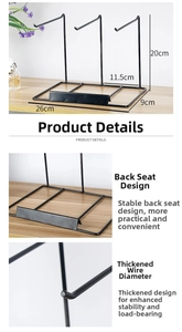 Detail view of black metal jewelry stand with precise 26x20cm dimensions and sturdy hooks