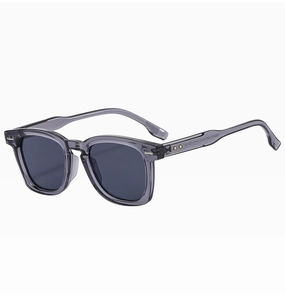 Detail of grey translucent sunglasses frame showing model ZN3570 and CE certification