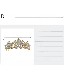 Detailed size parameters of luxury rhinestone bridal crown with zinc alloy dimensions