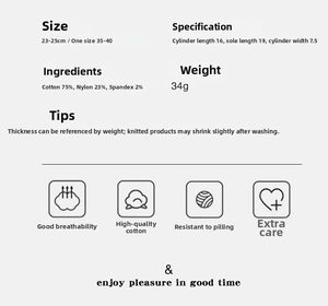Size chart for women's polka dot socks showing 75% cotton material and dimensions