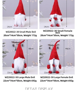 Size comparison chart for light-up plush Christmas gnomes in 30cm and 50cm height options