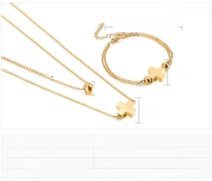 Detailed dimensions of stainless steel cross double-layer necklace and bracelet set