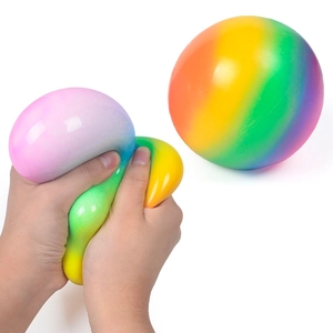 Rainbow Stress Relief Squeeze Ball Slow Rebound TPR Flour Filled Sensory Toy For Anxiety Relief Office Home Colorful Vent Toy