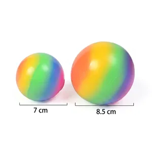 Rainbow striped flour squeeze balls in 7cm and 8.5cm sizes for stress relief