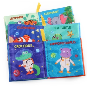 Washable sensory cloth books with colorful animals and crinkle paper for baby early learning